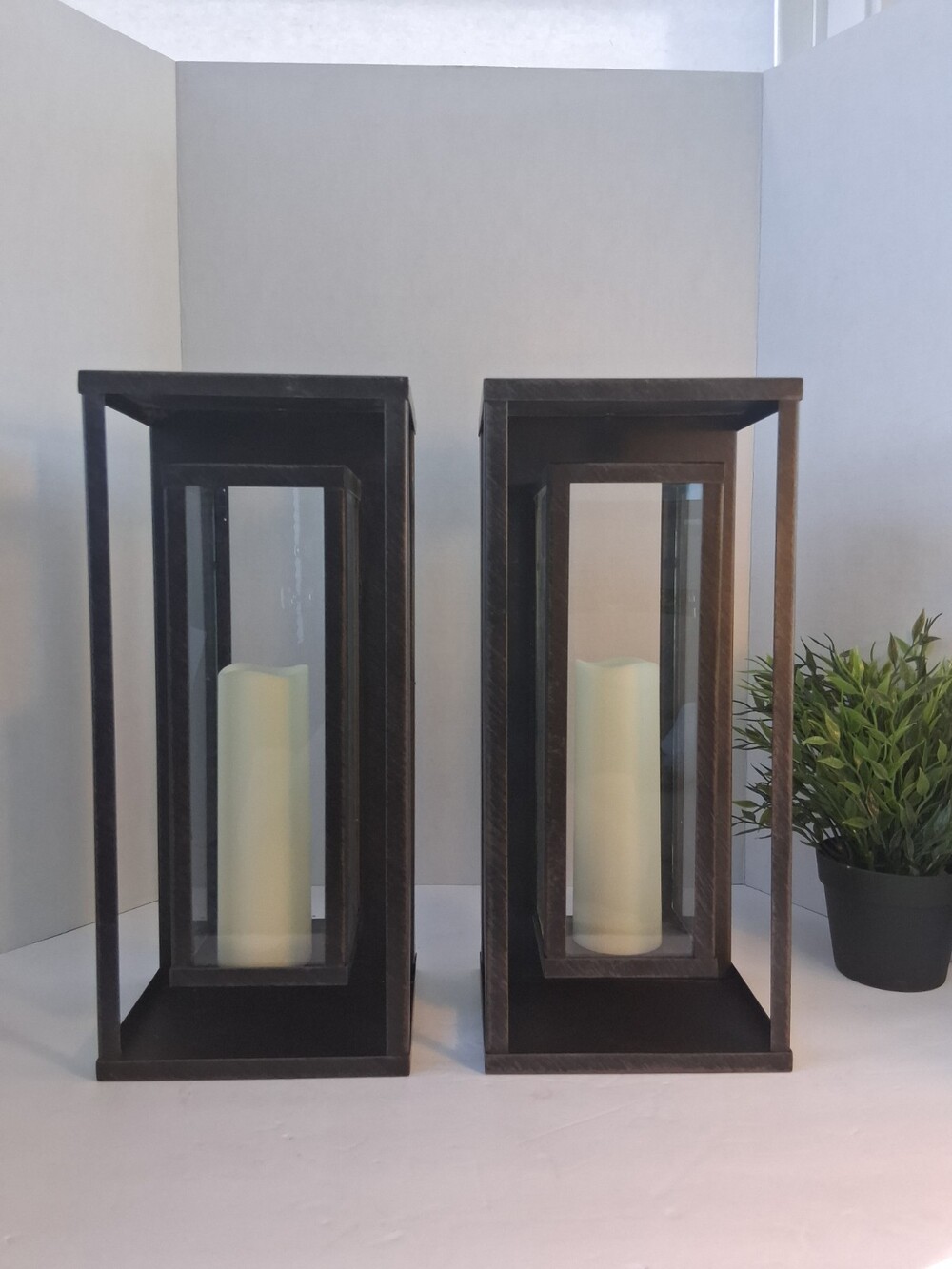 'Danya B' Vertical Mirror Candle Sconces Black Metal Hanging Lanterns; Set of 2